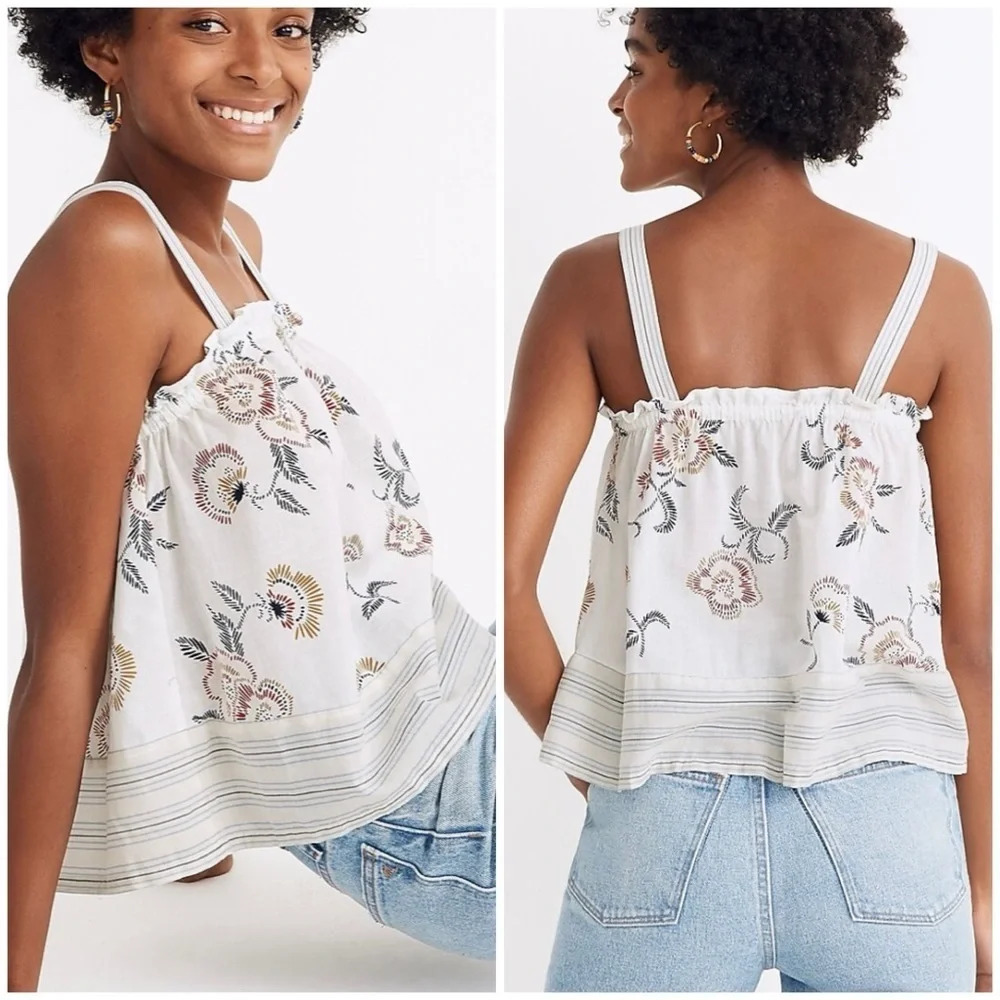 Madewell x Warm Drawstring Boho Tank Top Honolulu Hibiscus